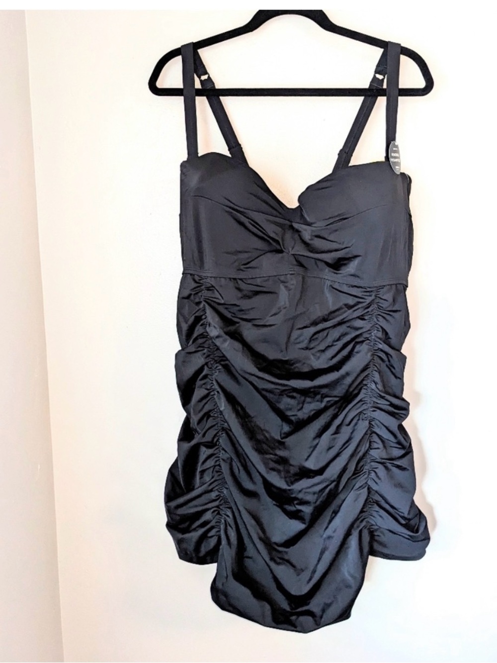 torrid Black Ruched Satin Mini Dress with Sweetheart Neckline